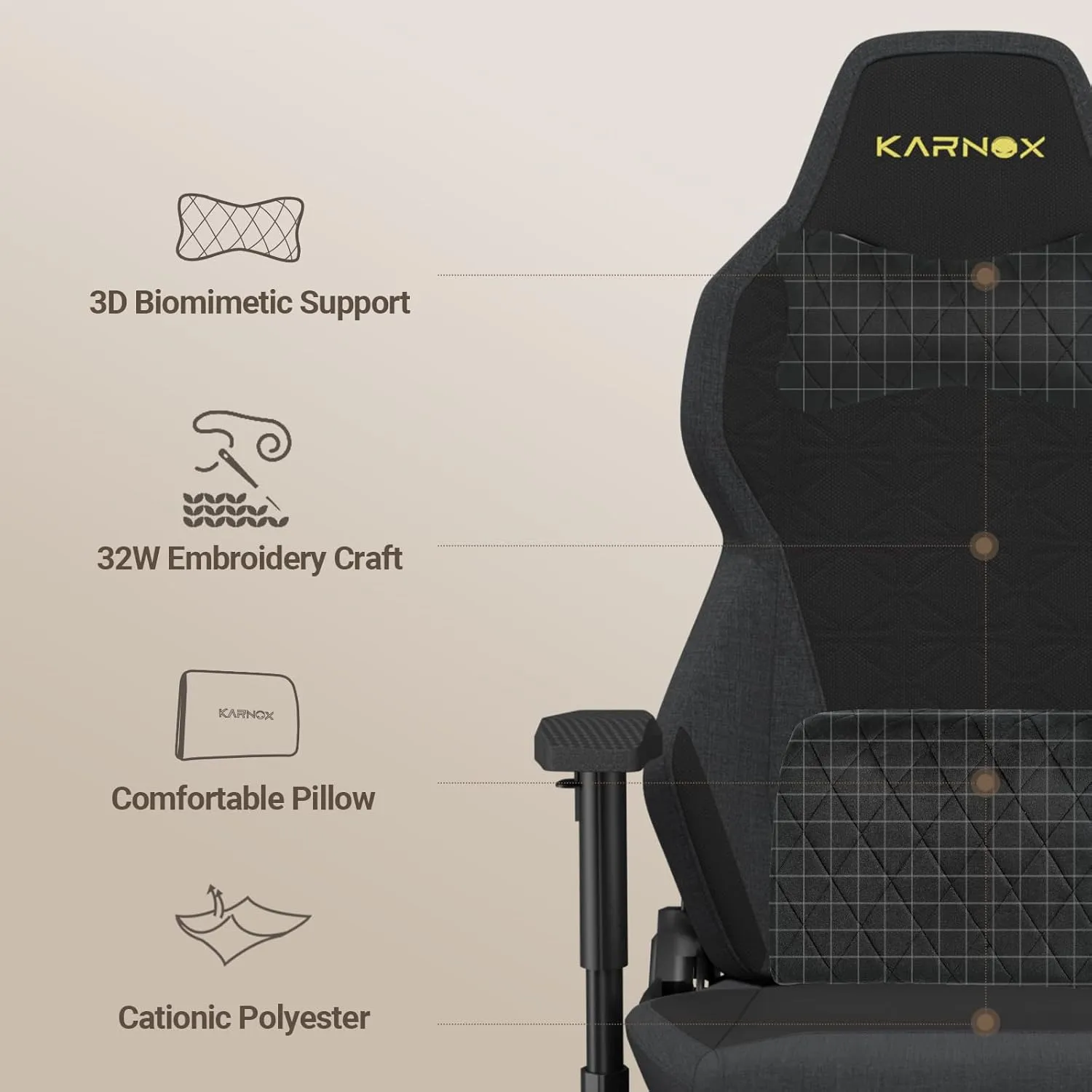KARNOX Ergonomic Gaming Chair Fabric with Footrest for Adults,Office Chair High Back Big and Tall with Headrest and Lumbar Support, Racing Style Gaming Chair Cloth,Black and Gray