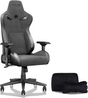 KARNOX Legend Gaming Chair Ergonomic Fabric for Adult,Office PC Chair Racing High-Back with Adjustable Headrest and Lumbar Support 360 Degree Swivel Recling Computer Chair Cloth Dark Grey