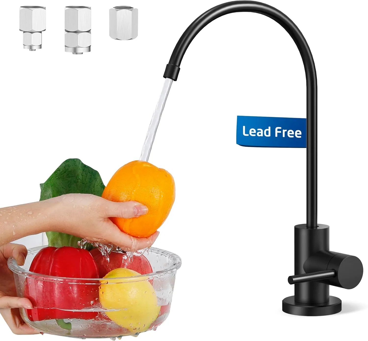 KES Drinking RO Water Faucet for Kitchen Sink, Lead-Free Reverse Osmosis Faucet, Water Filter Faucet for RO Water Filtration System, Non-Air Gap, 18/8 Stainless Steel, Matte Black, Z506LF-BK