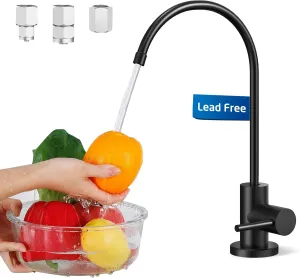 KES Drinking RO Water Faucet for Kitchen Sink, Lead-Free Reverse Osmosis Faucet, Water Filter Faucet for RO Water Filtration System, Non-Air Gap, 18/8 Stainless Steel, Matte Black, Z506LF-BK