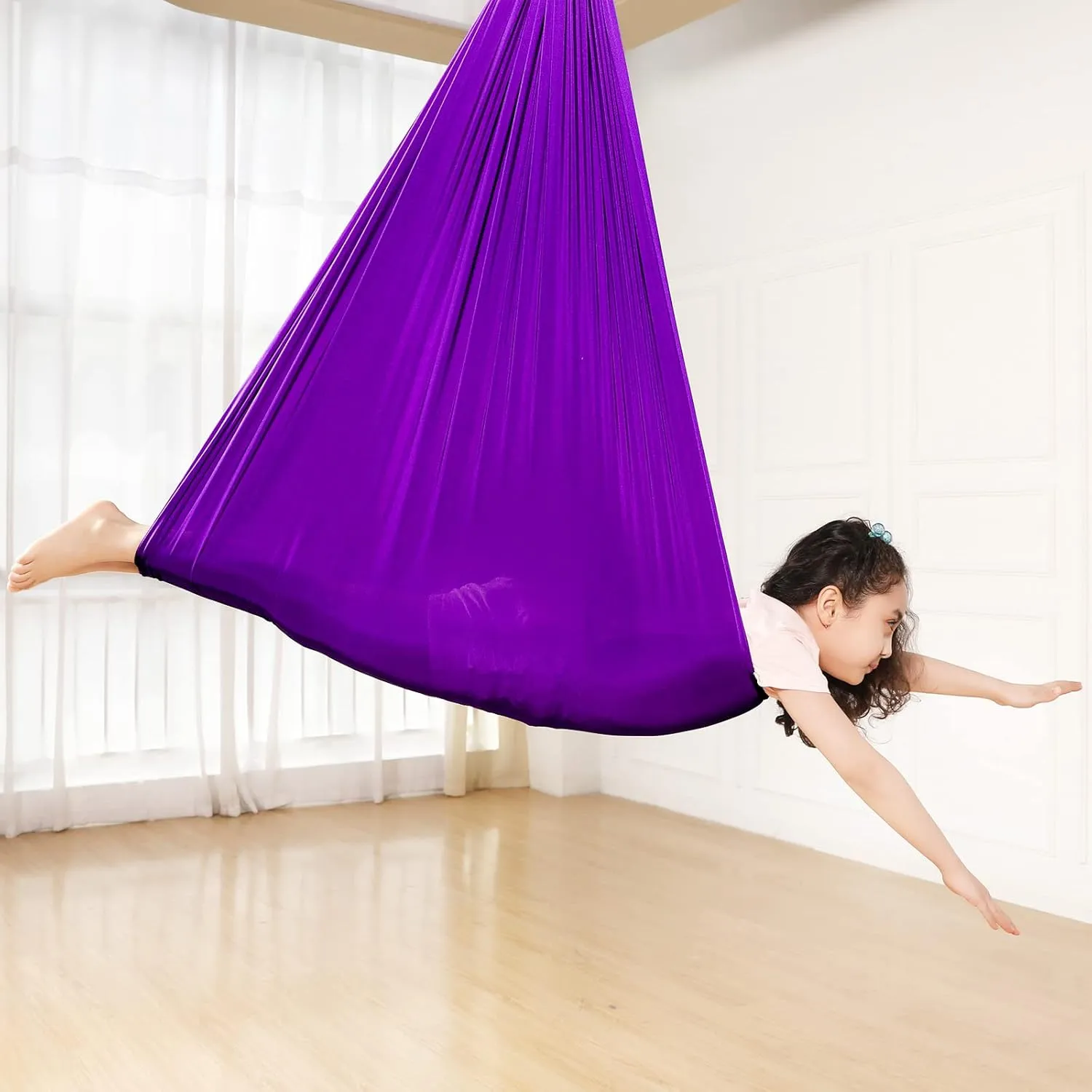 Kids Sensory Therapy Swing 360° Rotating Children's Swing Hammock Elastic Cuddle Hammock Indoor Hanging Chair for Boys Girls with Special Needs Autism ADHD SPD Asperger's Sensory Integration (Purple)