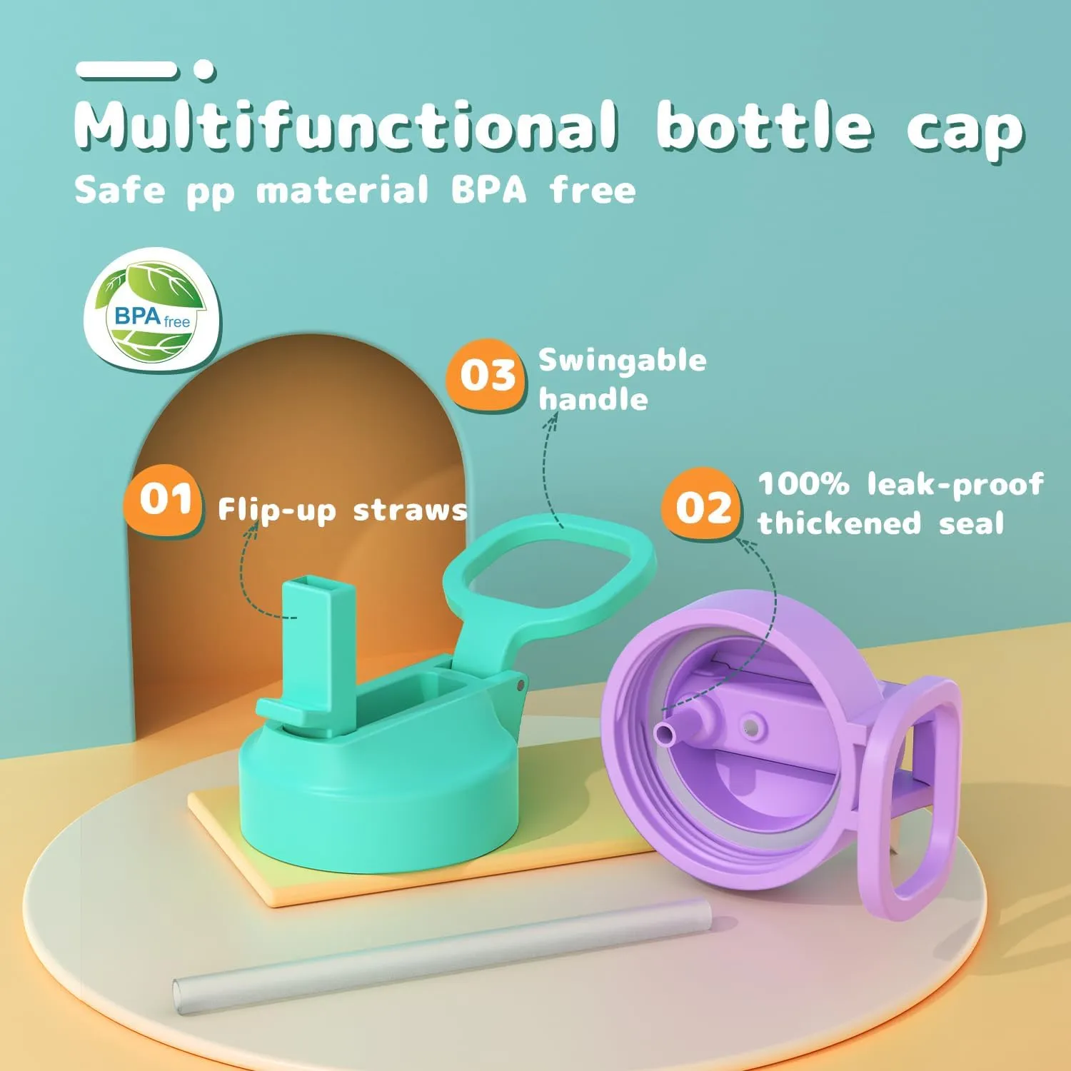 Kids Water Bottle, 2-Pack 16oz Water Bottles with Stickers and Straw, Stainless Steel Vacuum Insulated cup, Kids Water Bottle for School, Gifts for Boys and Girls(Purple/Green)