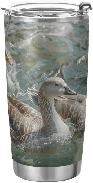 Kigai Grey Goose Stainless Steel Tumbler 20oz,Insulated Coffee Tumbler Cup with Lid and Straw, Double Walled Travel Coffee Mug for Hot & Cold Drinks