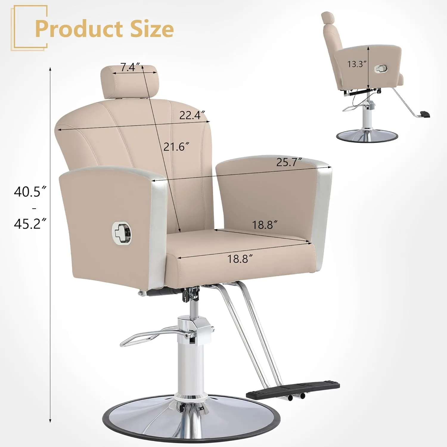 KIGOTY Barber Chair,Salon Chair for Hair Stylist, Reclining Salon Chair with Hydraulic Pump,360 Degree Swivel Hair Stylist Chairs with Footrest and Adjustable Headrest for Barbershop (Grey)