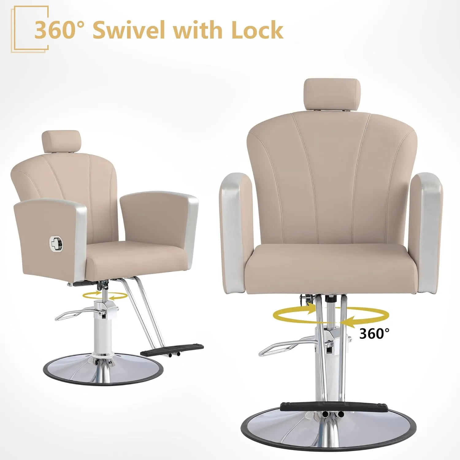 KIGOTY Barber Chair,Salon Chair for Hair Stylist, Reclining Salon Chair with Hydraulic Pump,360 Degree Swivel Hair Stylist Chairs with Footrest and Adjustable Headrest for Barbershop (Grey)