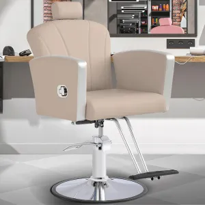 KIGOTY Barber Chair,Salon Chair for Hair Stylist, Reclining Salon Chair with Hydraulic Pump,360 Degree Swivel Hair Stylist Chairs with Footrest and Adjustable Headrest for Barbershop (Grey)