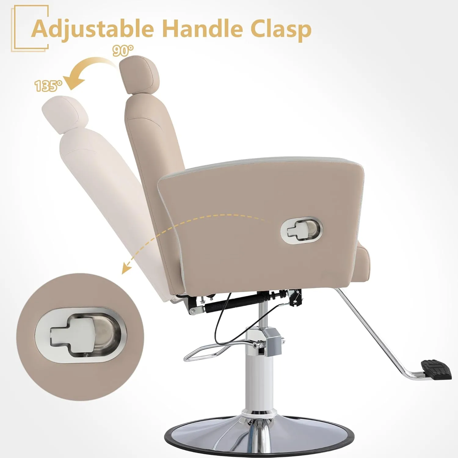 KIGOTY Barber Chair,Salon Chair for Hair Stylist, Reclining Salon Chair with Hydraulic Pump,360 Degree Swivel Hair Stylist Chairs with Footrest and Adjustable Headrest for Barbershop (Grey)