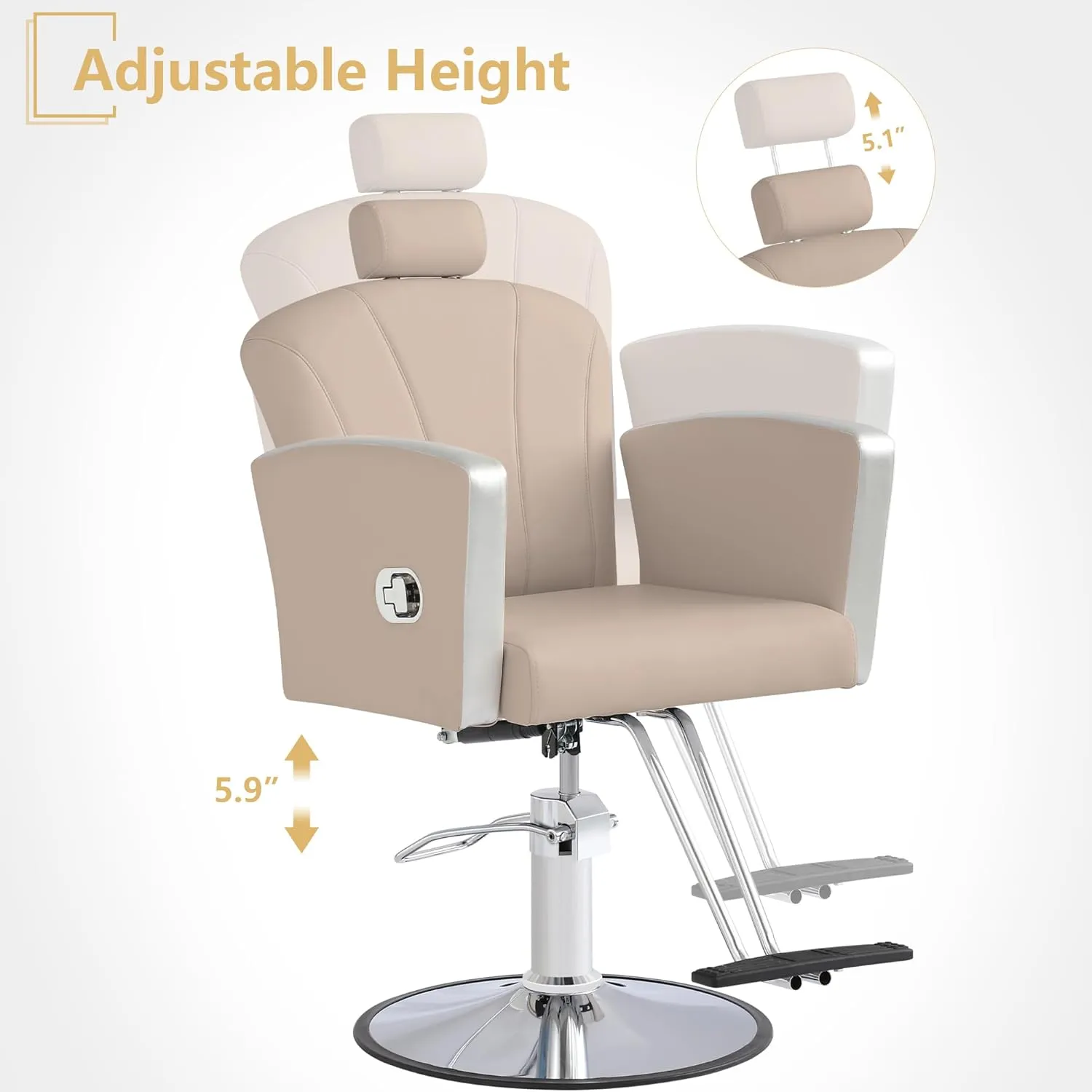 KIGOTY Barber Chair,Salon Chair for Hair Stylist, Reclining Salon Chair with Hydraulic Pump,360 Degree Swivel Hair Stylist Chairs with Footrest and Adjustable Headrest for Barbershop (Grey)