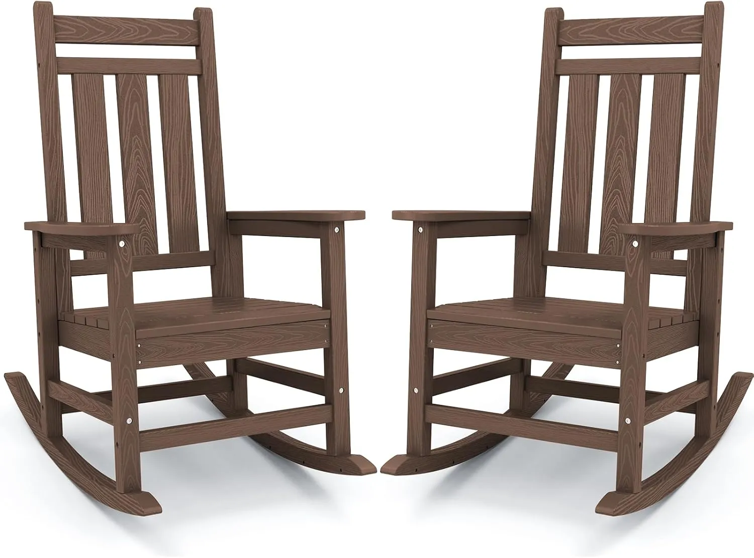 KINGYES Outdoor Patio Rocking Chair Set of 2, Brown