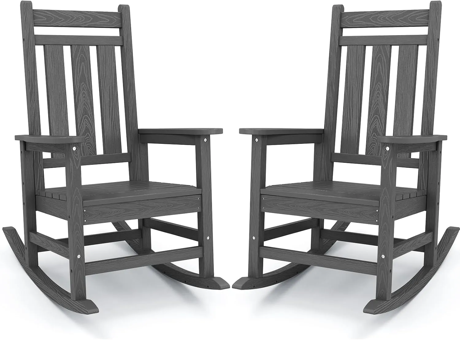 KINGYES Outdoor Patio Rocking Chair Set of 2, Gray