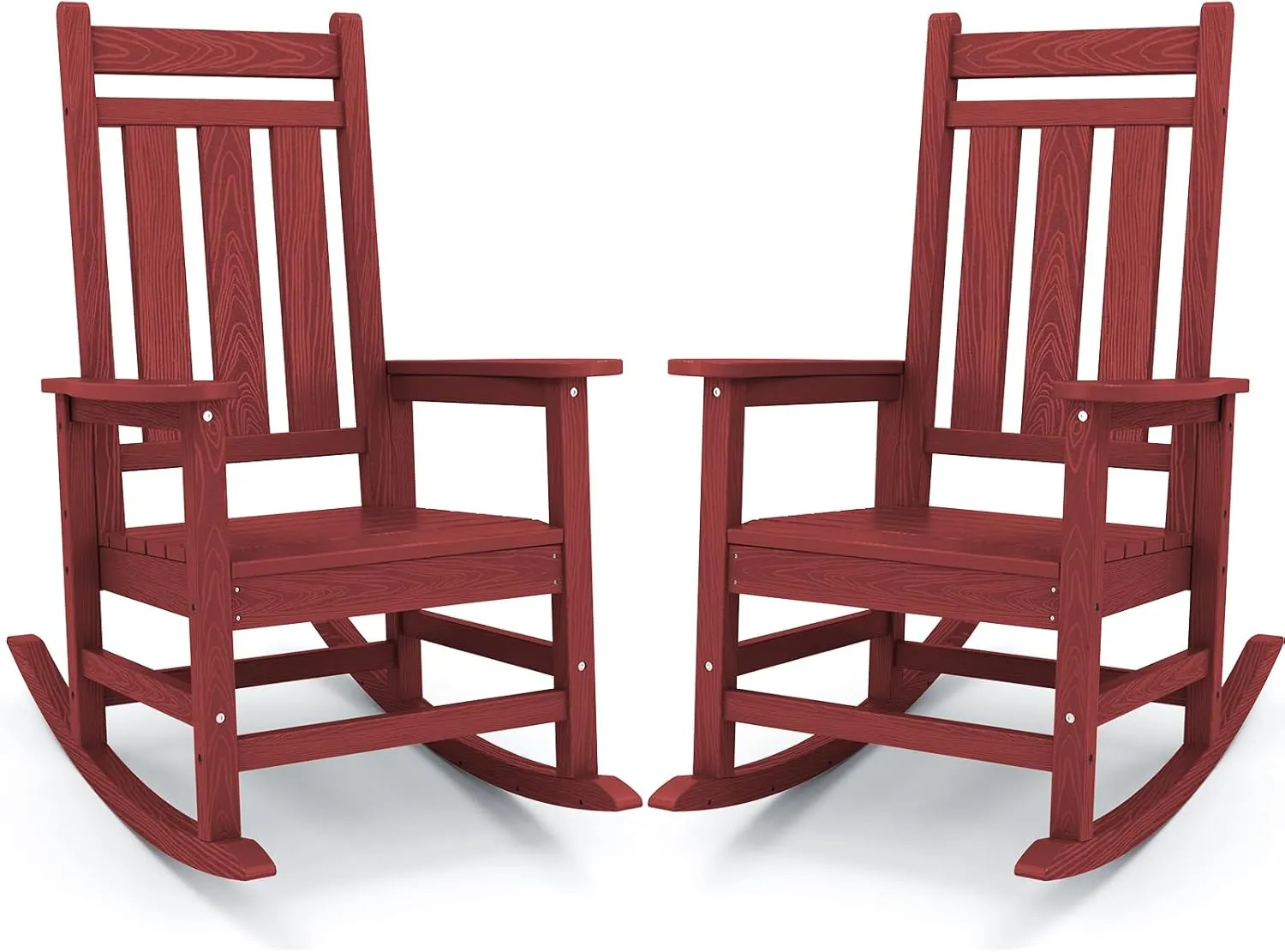 KINGYES Outdoor Patio Rocking Chair Set of 2, Red