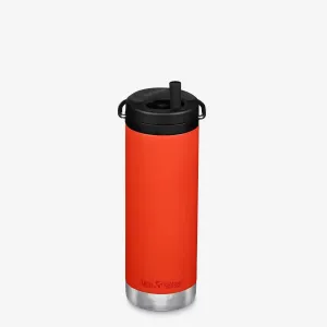 Klean Kanteen TKWide Insulated Water Bottle with Twist Cap - Reusable Travel Water Bottle with Stainless Steel Straw - Perfect for Sports & the Office - Tiger Lily, 16 oz