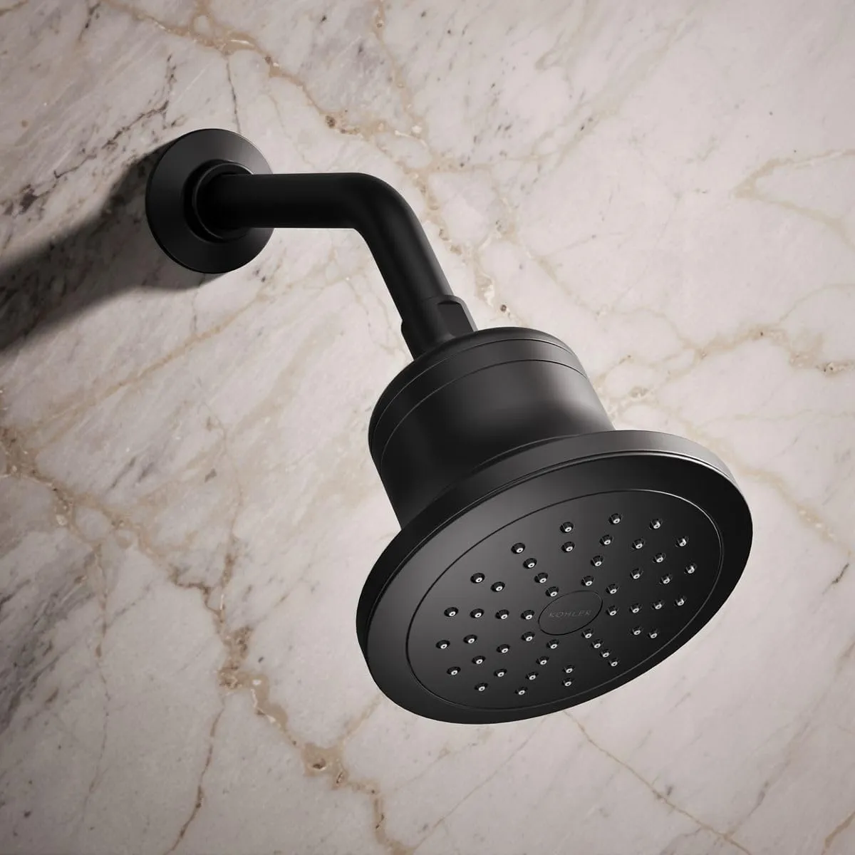 KOHLER K-33631-G-BL Cinq Single-Function Filtered Shower Head, Round Fixed Showerhead with Filter for Hard Water, 1.75 gpm, Matte Black