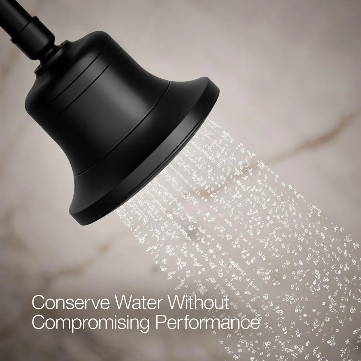 KOHLER K-33631-G-BL Cinq Single-Function Filtered Shower Head, Round Fixed Showerhead with Filter for Hard Water, 1.75 gpm, Matte Black