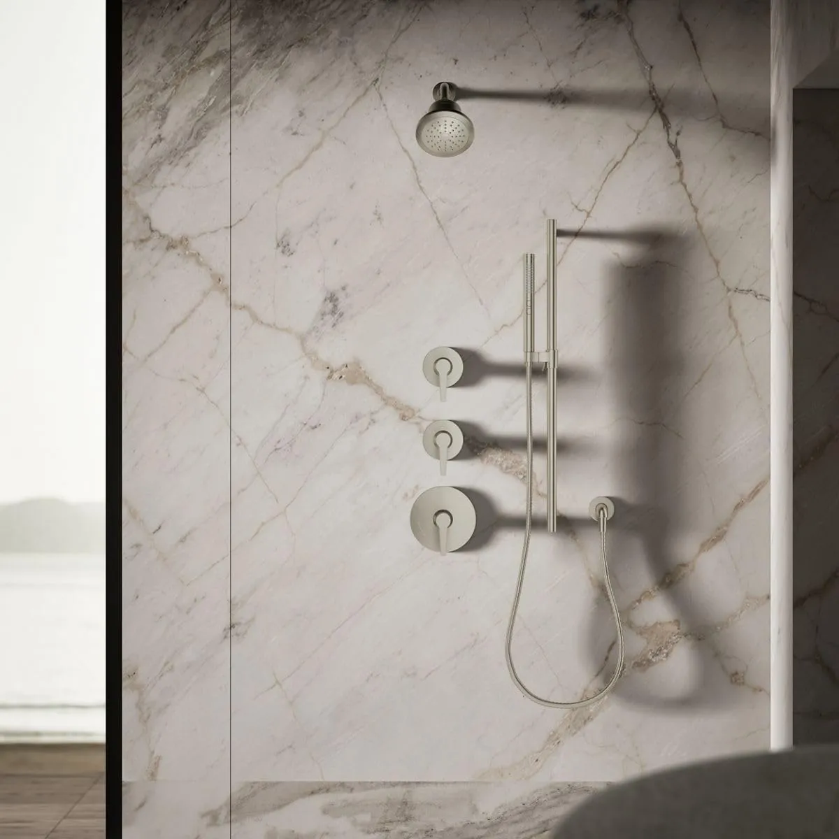 KOHLER K-33631-Y-BN Cinq Single-Function Filtered Shower Head, Round Fixed Showerhead with Filter for Hard Water, 2.5 gpm, Vibrant Brushed Nickel