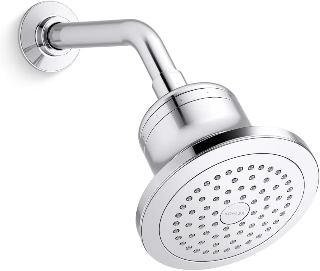 KOHLER ‎K-33631-Y-CP Cinq Single-Function Filtered Shower Head, Round Fixed Showerhead with Filter for Hard Water, 2.5 GPM, Polished Chrome