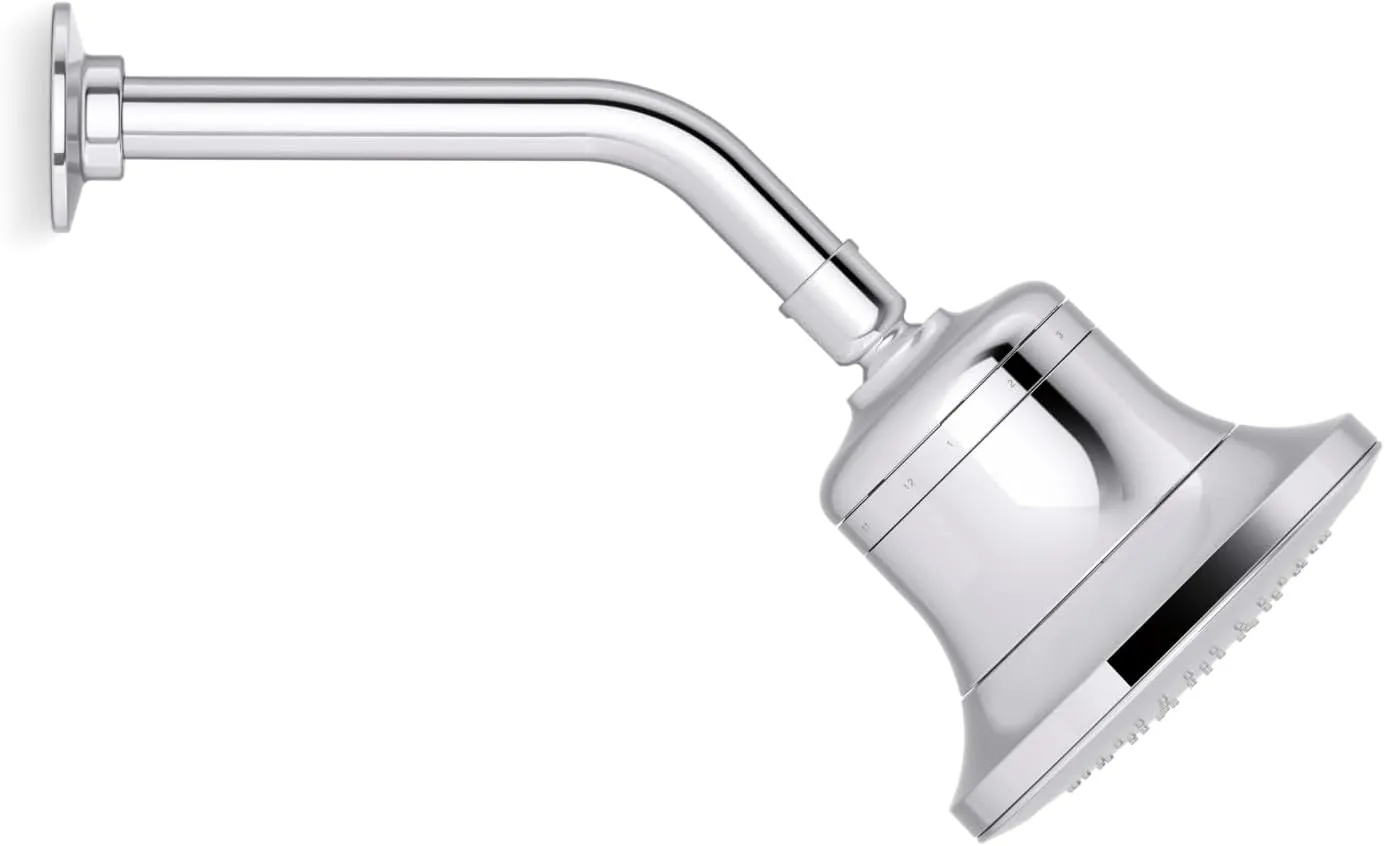 KOHLER ‎K-33631-Y-CP Cinq Single-Function Filtered Shower Head, Round Fixed Showerhead with Filter for Hard Water, 2.5 GPM, Polished Chrome