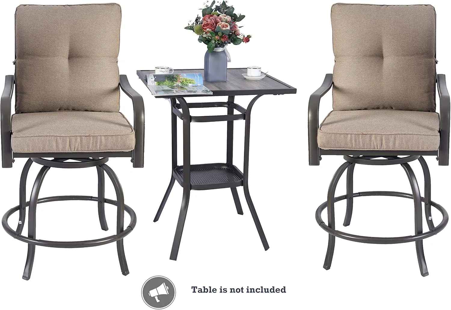 Kozyard Isabella High Swivel Bar Stools/Chair Set for Home Patio, Back Yard, Cafes, Bistro, Restaurants and Chic Bars (Beige)