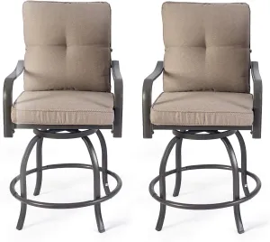 Kozyard Isabella High Swivel Bar Stools/Chair Set for Home Patio, Back Yard, Cafes, Bistro, Restaurants and Chic Bars (Beige)