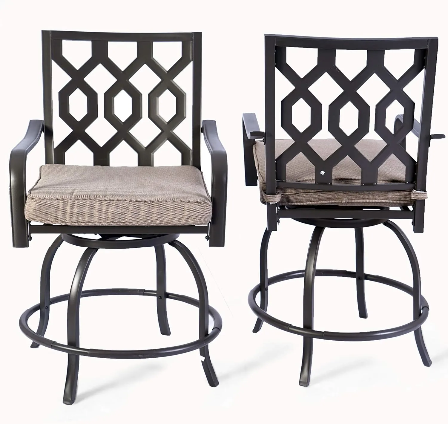 Kozyard Isabella High Swivel Bar Stools/Chair Set for Home Patio, Back Yard, Cafes, Bistro, Restaurants and Chic Bars (Beige)