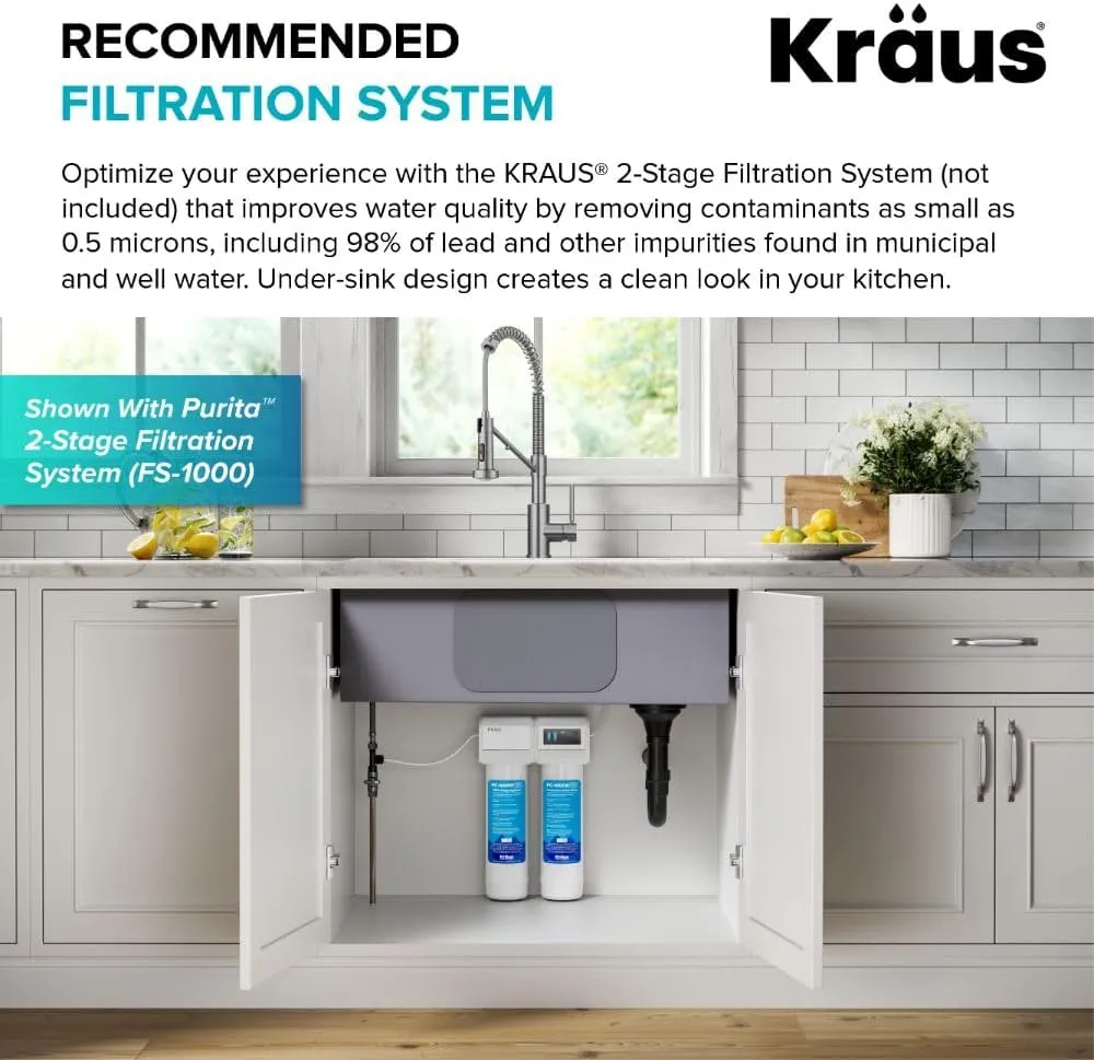 Kraus Bolden 2-in-1 Pull-Down Single Handle Kitchen Sink Filter Water Faucet for Reverse Osmosis or Water Filtration System in Brushed Brass/Matte Black, KFF-1610BBMB