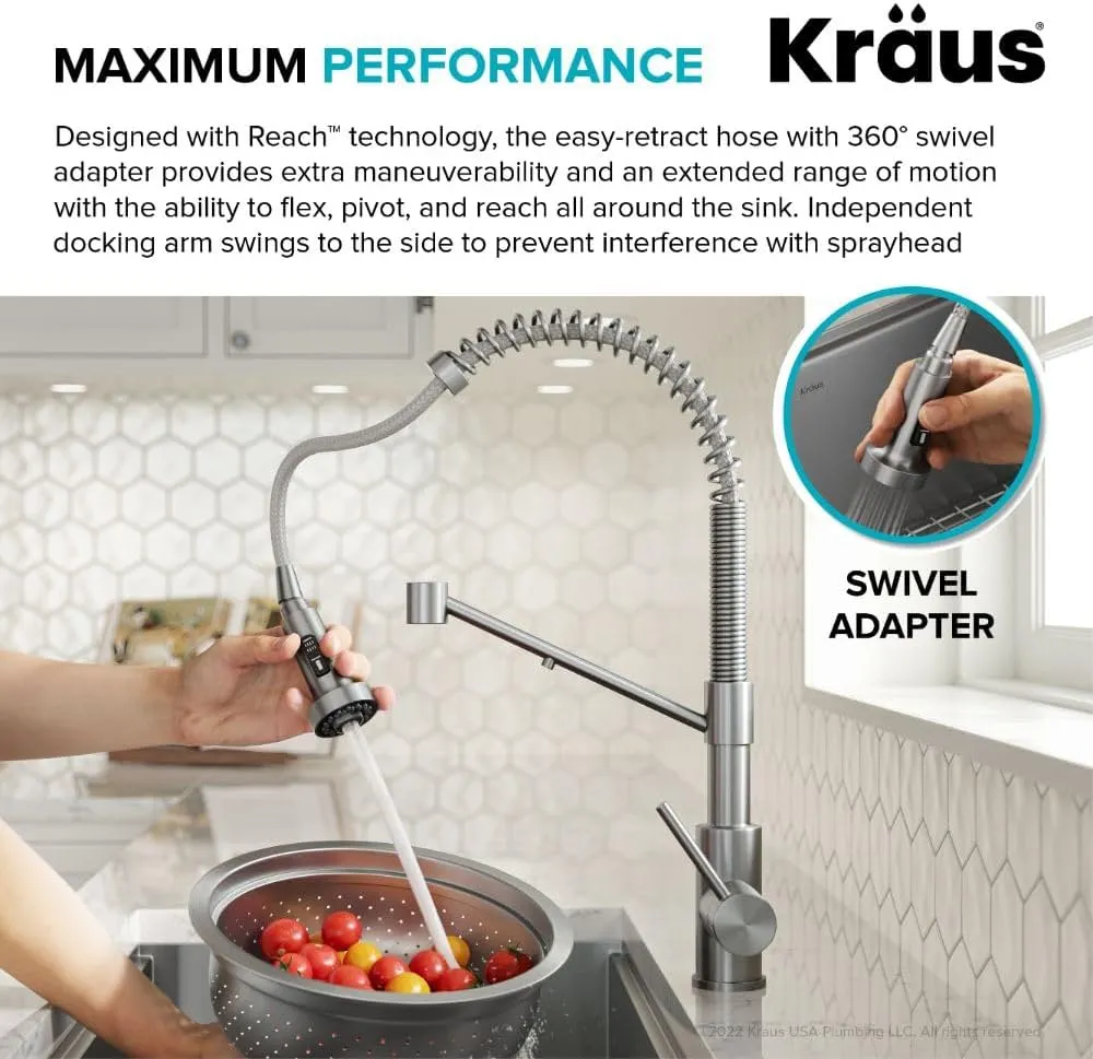 Kraus Bolden 2-in-1 Pull-Down Single Handle Kitchen Sink Filter Water Faucet for Reverse Osmosis or Water Filtration System in Brushed Brass/Matte Black, KFF-1610BBMB