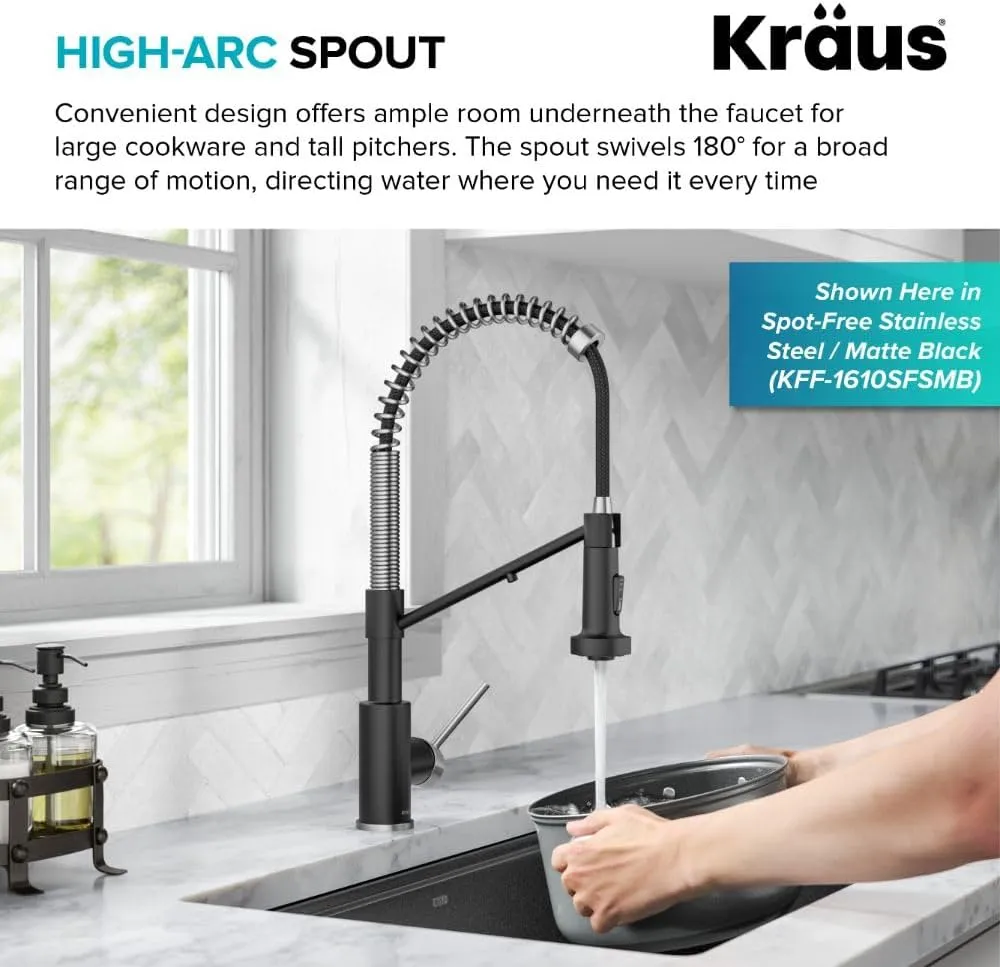 Kraus Bolden 2-in-1 Pull-Down Single Handle Kitchen Sink Filter Water Faucet for Reverse Osmosis or Water Filtration System in Brushed Brass/Matte Black, KFF-1610BBMB