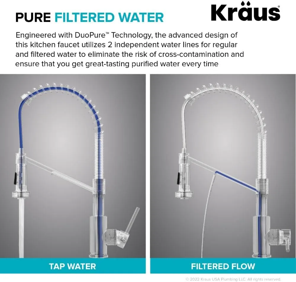 Kraus Bolden 2-in-1 Pull-Down Single Handle Kitchen Sink Filter Water Faucet for Reverse Osmosis or Water Filtration System in Brushed Brass/Matte Black, KFF-1610BBMB