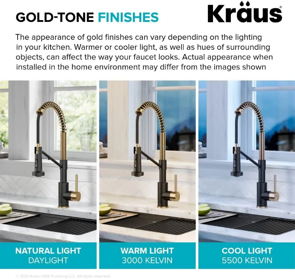 Kraus Bolden 2-in-1 Pull-Down Single Handle Kitchen Sink Filter Water Faucet for Reverse Osmosis or Water Filtration System in Brushed Brass/Matte Black, KFF-1610BBMB