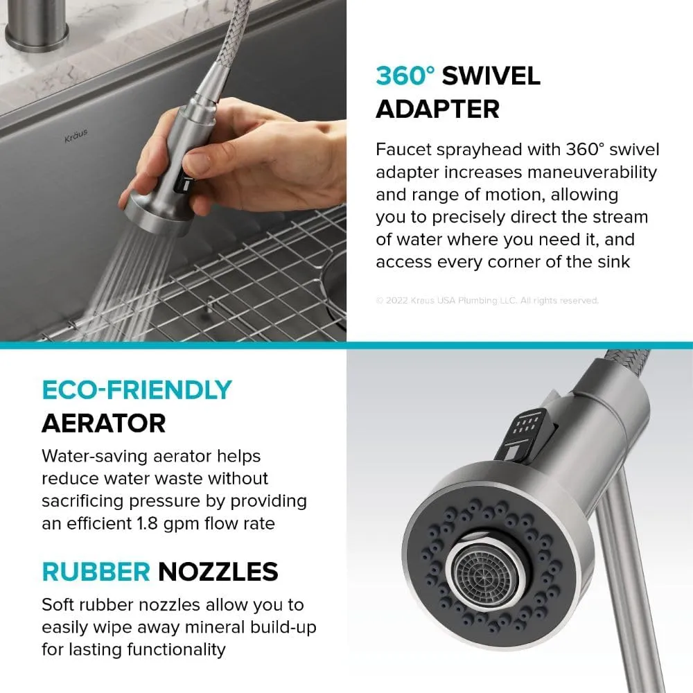 Kraus Bolden 2-in-1 Pull-Down Single Handle Kitchen Sink Filter Water Faucet for Reverse Osmosis or Water Filtration System in Brushed Brass/Matte Black, KFF-1610BBMB
