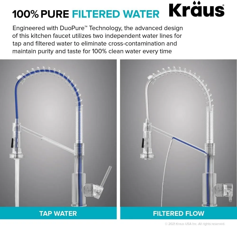 Kraus Bolden 2-in-1 Pull-Down Single Handle Kitchen Sink Filter Water Faucet for Reverse Osmosis or Water Filtration System in Chrome, KFF-1610CH