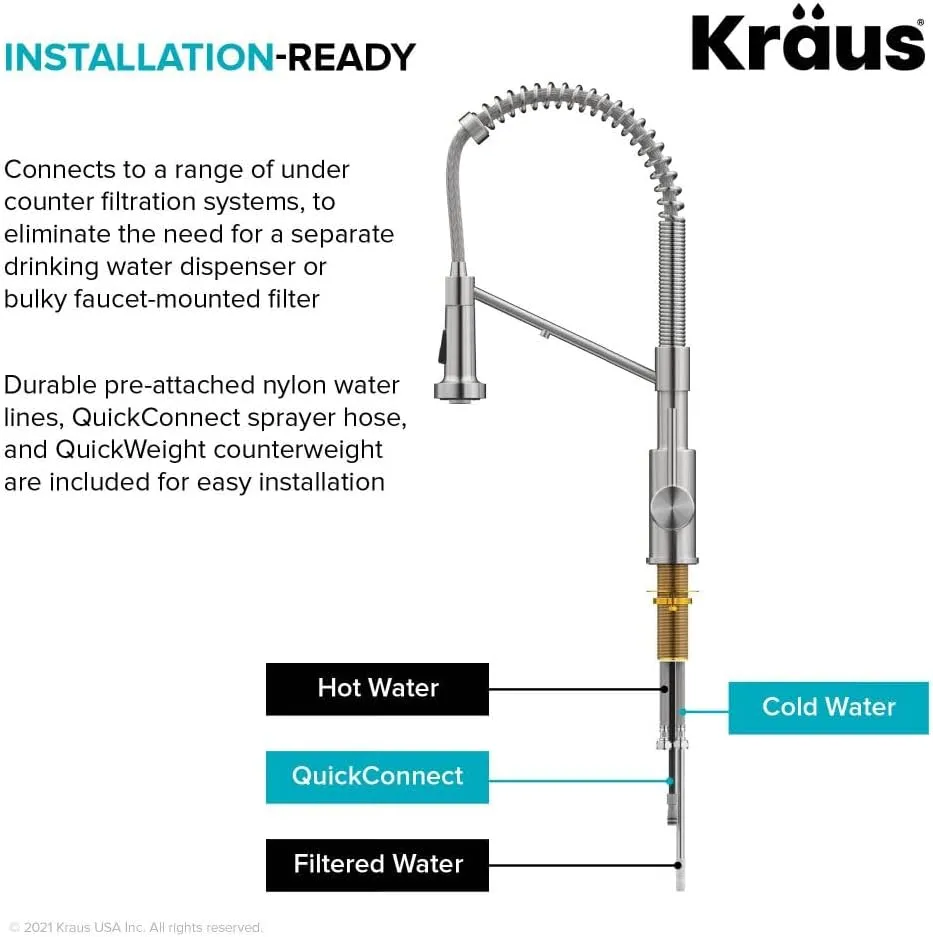 Kraus Bolden 2-in-1 Pull-Down Single Handle Kitchen Sink Filter Water Faucet for Reverse Osmosis or Water Filtration System in Chrome, KFF-1610CH