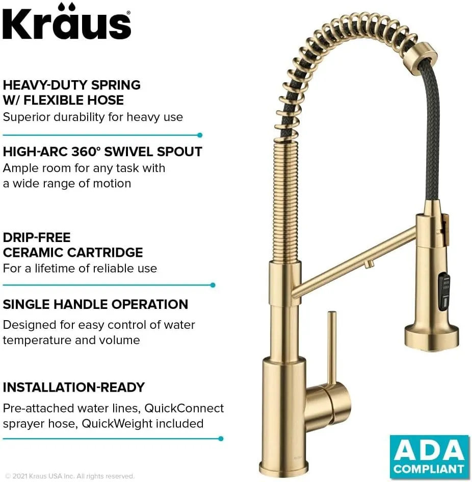 Kraus Bolden 2-in-1 Pull-Down Single Handle Kitchen Sink Filter Water Faucet for Reverse Osmosis or Water Filtration System in Spot-Free Antique Champagne Bronze, KFF-1610SFACB
