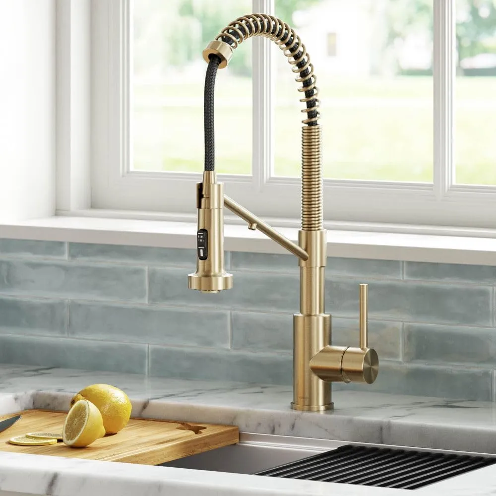 Kraus Bolden 2-in-1 Pull-Down Single Handle Kitchen Sink Filter Water Faucet for Reverse Osmosis or Water Filtration System in Spot-Free Antique Champagne Bronze, KFF-1610SFACB