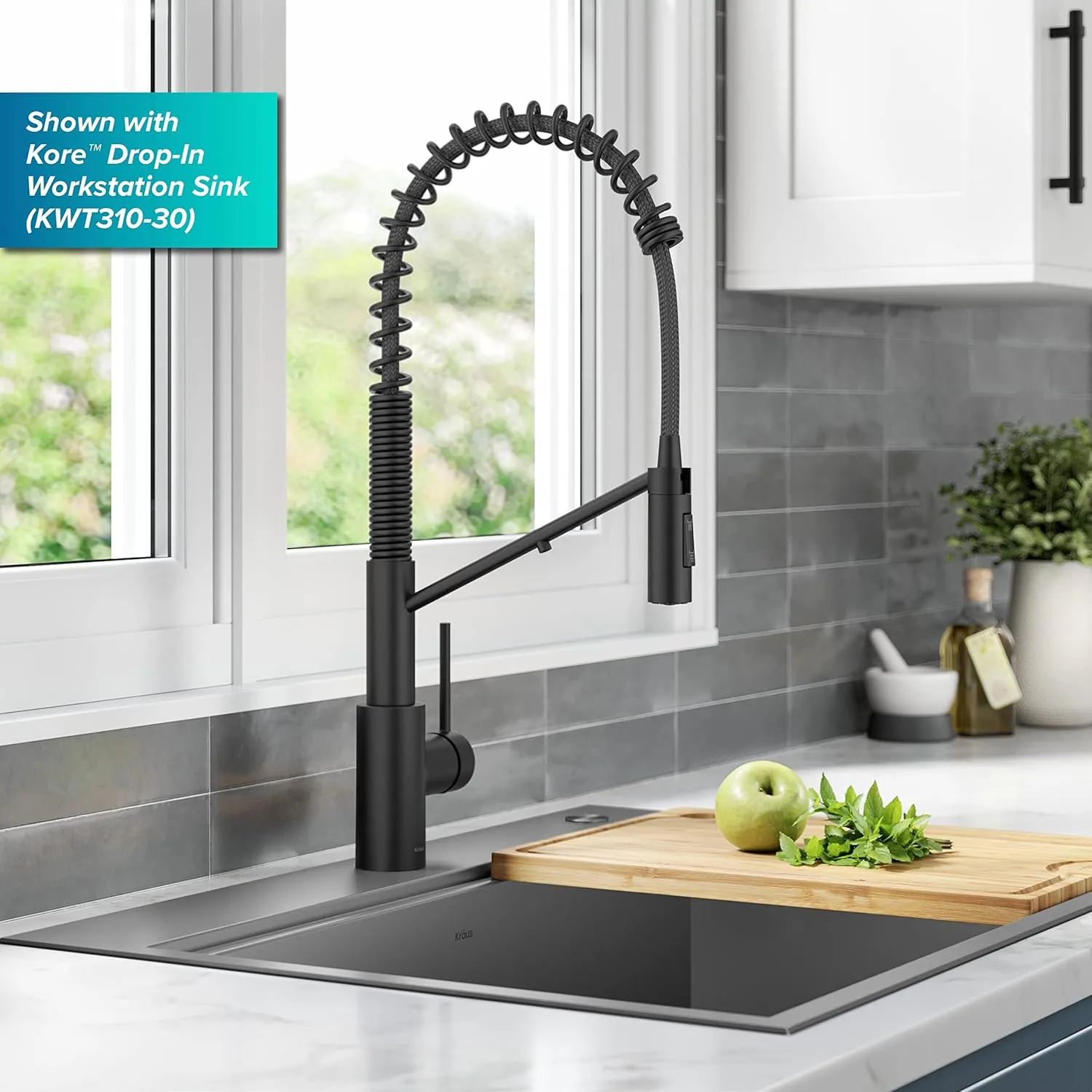 KRAUS Oletto 2-in-1 Commercial Style Pull-Down Single Handle Water Filter Kitchen Faucet for Reverse Osmosis or Water Filtration System in Matte Black, KFF-2631MB