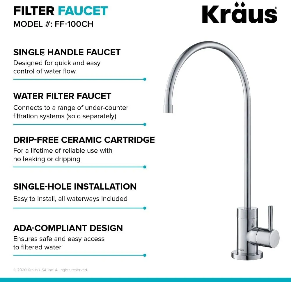 KRAUS Purita 100% Lead-Free Kitchen Water Filter Faucet in Chrome, FF-100CH