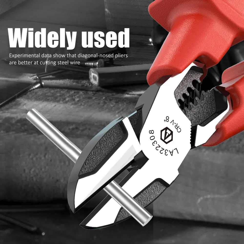 LAOA 1000V Insulated Multifunctional Pliers | Wire Cutter, Stripper, Crimper with 60CR-V Steel Heavy Duty Electrician Tool for Auto Repair, Electronics & Tight Spaces