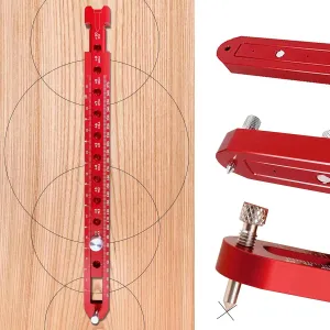 Large Compass for Drawing Circles, Portable Aluminum Alloy Woodworking Arc Ruler, Metric/British Carpenter Fixed-Point Marking Gauge Tool