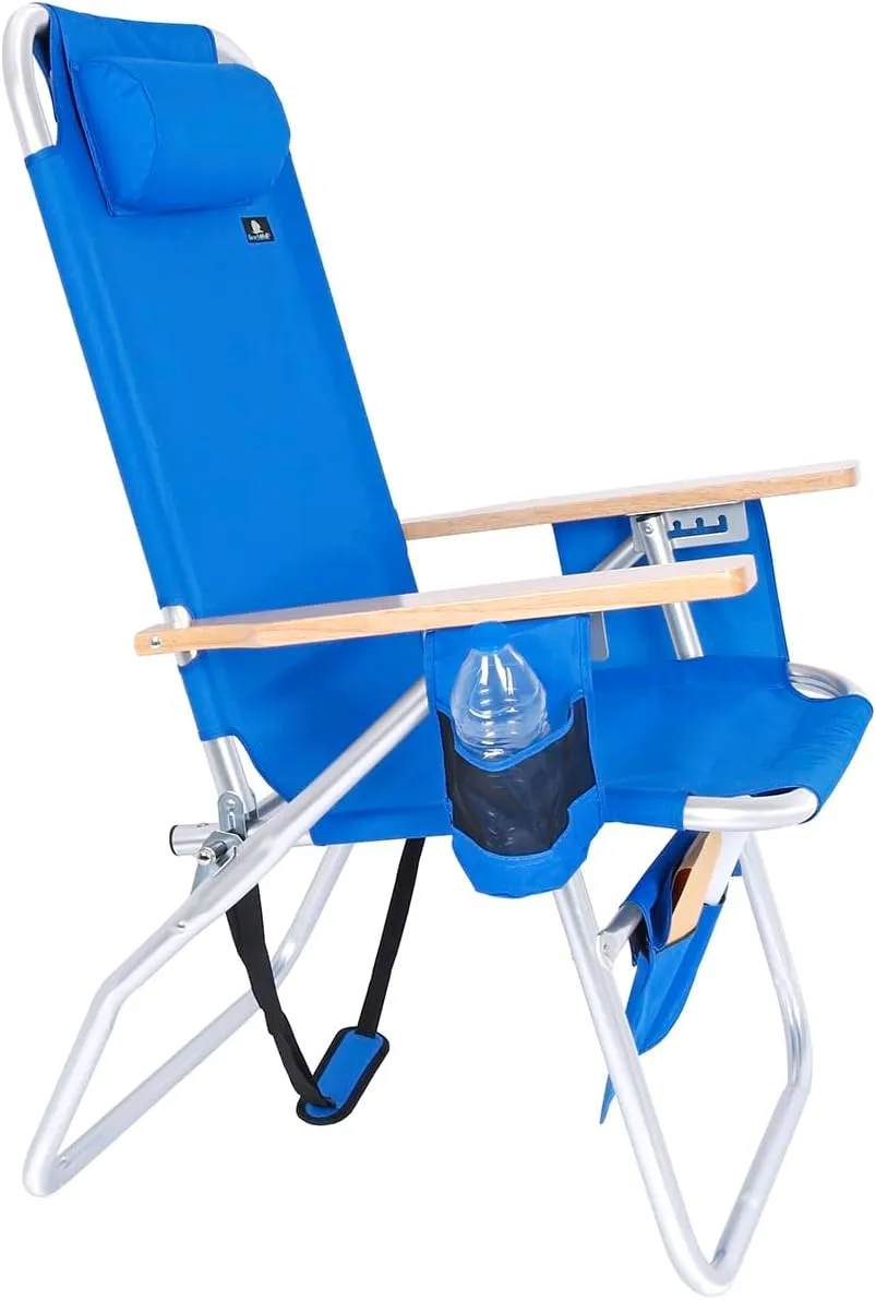 Large Heavy Duty Beach Chair for Big & Tall Adults, 300 lbs Capacity, Aluminum Tubing - 4 Reclining Positions