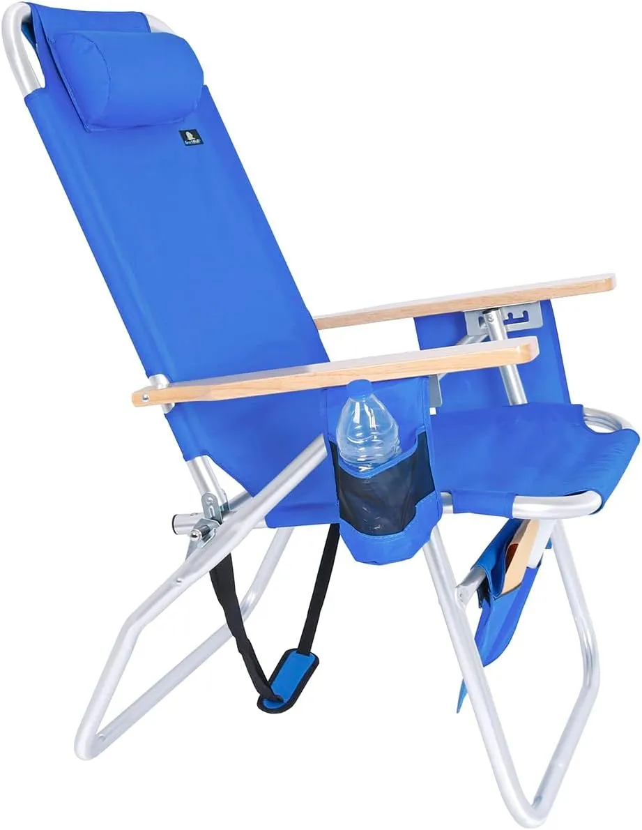 Large Heavy Duty Beach Chair for Big & Tall Adults, 300 lbs Capacity, Aluminum Tubing - 4 Reclining Positions