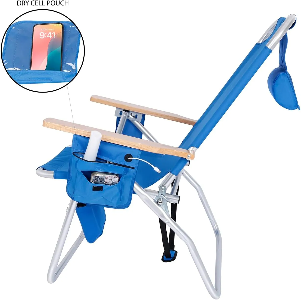 Large Heavy Duty Beach Chair for Big & Tall Adults, 300 lbs Capacity, Aluminum Tubing - 4 Reclining Positions