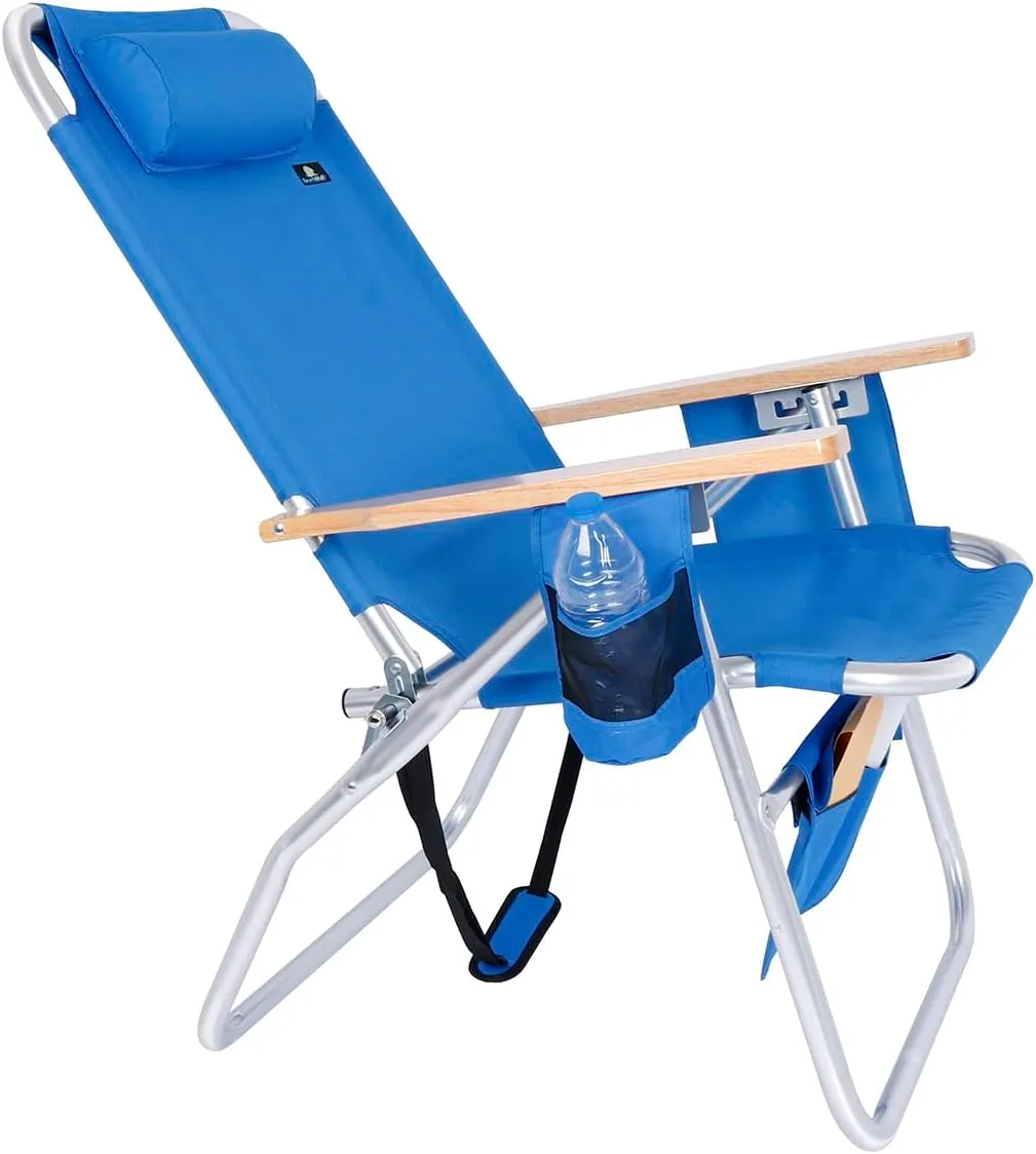 Large Heavy Duty Beach Chair for Big & Tall Adults, 300 lbs Capacity, Aluminum Tubing - 4 Reclining Positions