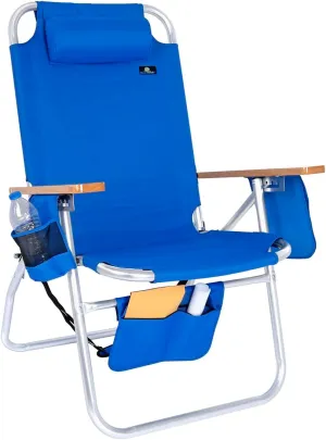 Large Heavy Duty Beach Chair for Big & Tall Adults, 300 lbs Capacity, Aluminum Tubing - 4 Reclining Positions