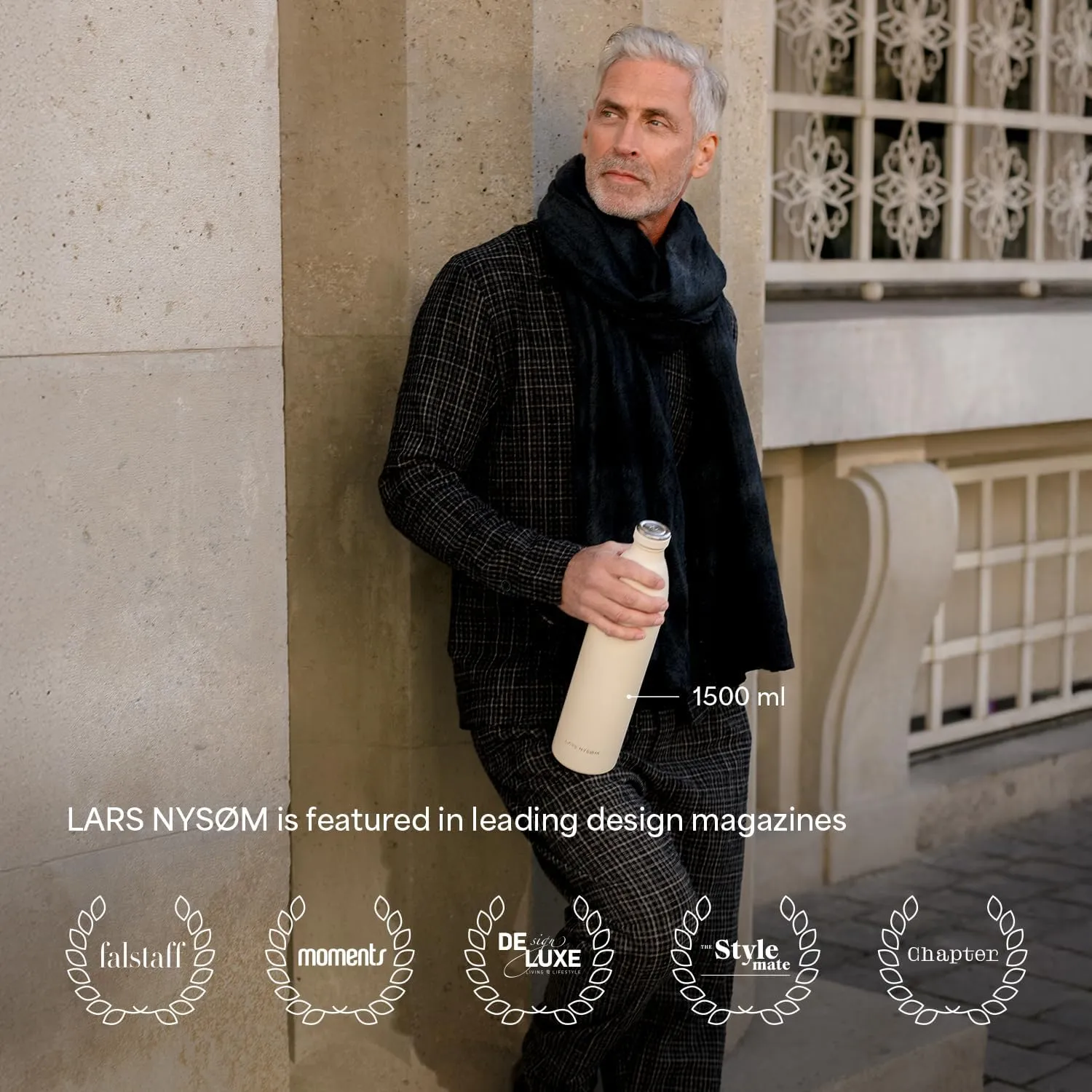 LARS NYSØM Stainless Steel Insulated Water Bottle 12oz 17oz 25oz 34oz 51oz | Insulated Thermo Flask for Hot and Cold Beverages | Leakproof Drinking Bottle (Sage Green, 17oz)