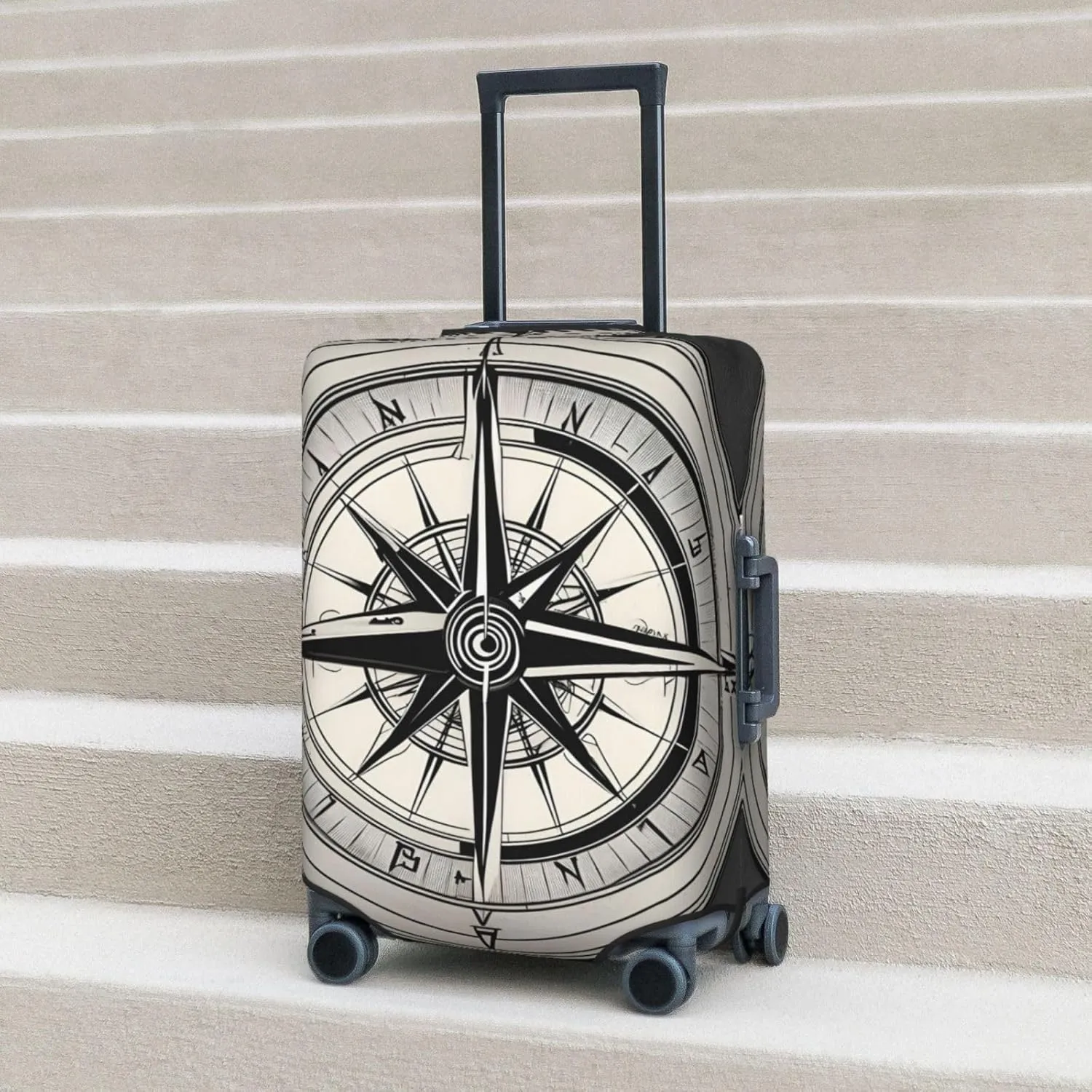 Law of the Compass Navigation 1 Print Suitcase Covers Personalized Luggage Protector Elastic Washable Travel Gear Cover
