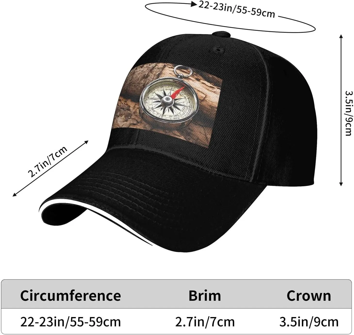 Law of The Compass Navigation Adjustable Baseball Cap, Sun Hat Casual Baseball Cap for Daily, Sports, Travel