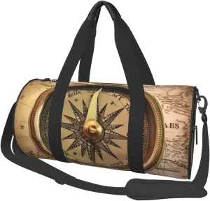 Law of the Compass Navigation Travel Duffle Bag Carry On Weekender Overnight Bag Sport Gym Bag for Women Men Foldable Travel Duffle Round Duffle Bag for Travel Sports Gym