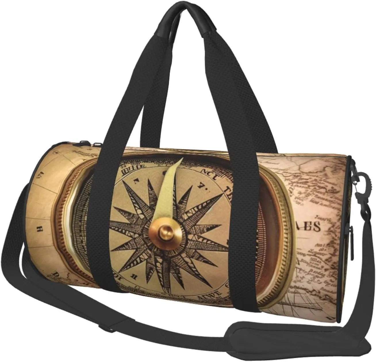 Law of the Compass Navigation Travel Duffle Bag Carry On Weekender Overnight Bag Sport Gym Bag for Women Men Foldable Travel Duffle Round Duffle Bag for Travel Sports Gym