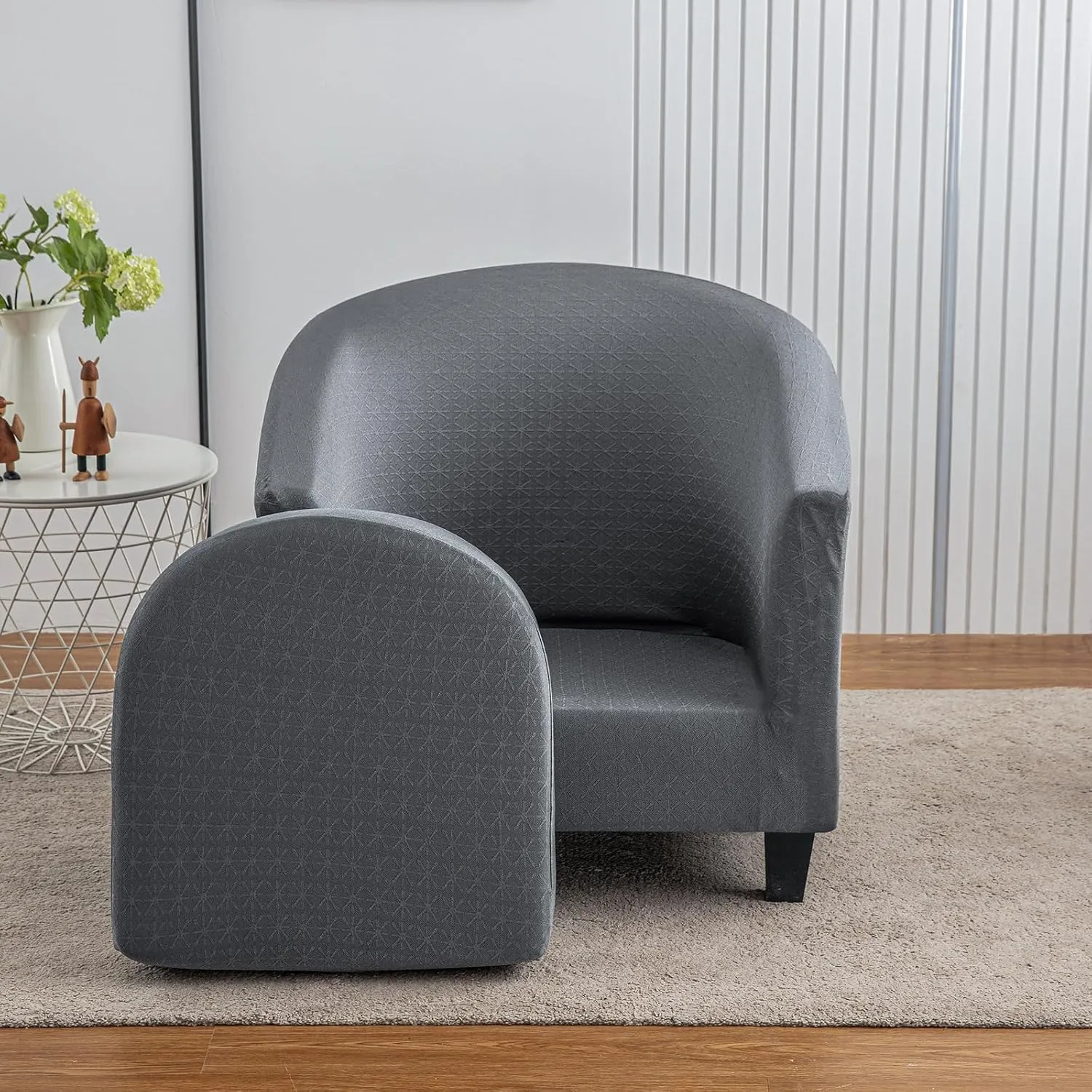 Lellen Club Chair Slipcover with Seat Cushion Cover Round Tub Chair Slipcovers Barrel Chair Cover Arm Protector Armchair Covers Reusable Stretch Sofa Covers for Living Room Bedroom Office Dining Room