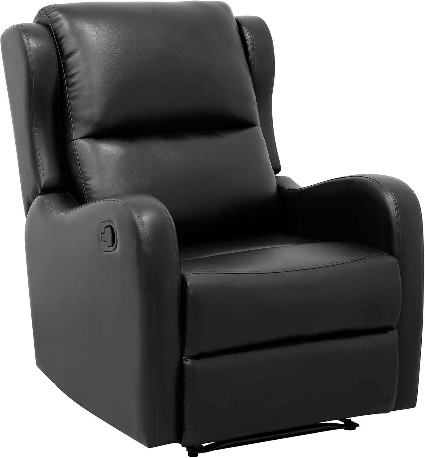 Lexicon Manual Recliner Chair, Reclining Sofa Chair, Home Theater Seating, Wall Hugger, Manual Recliner for Living Room/Office/Apartment, Easy Assembly, Black Faux Leather
